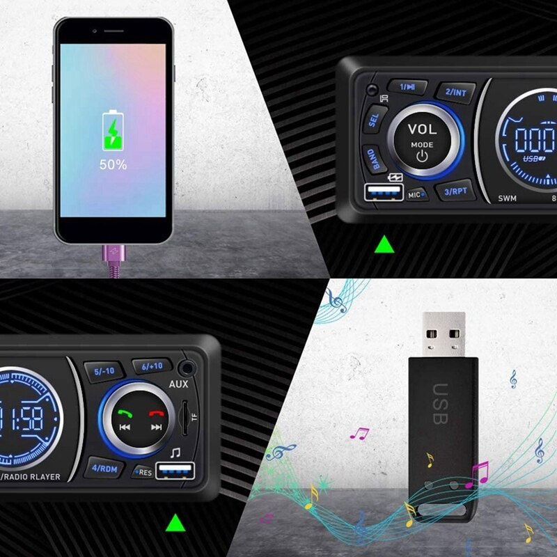 Car Stereo With Bluetooth Single Din In Car Stereo Car Radio Car Audio Stereos For Car Support USB Port, SD Card AUX In