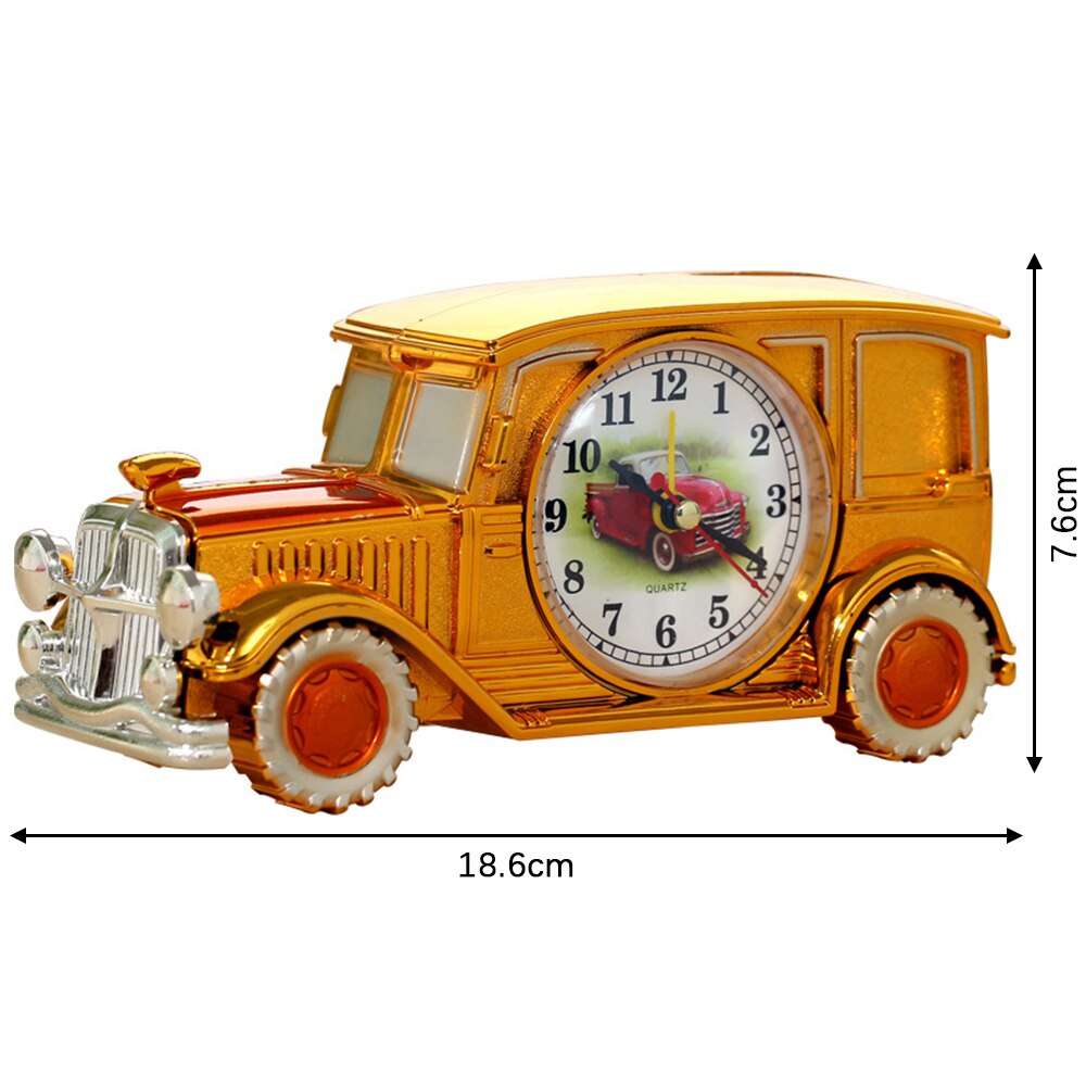 Klasyczny samochód kształt budzik zasilanie bateryjne ambona plastikowy analogowy budzik dla dzieci prezent Dom sypialnia wystrój stołu