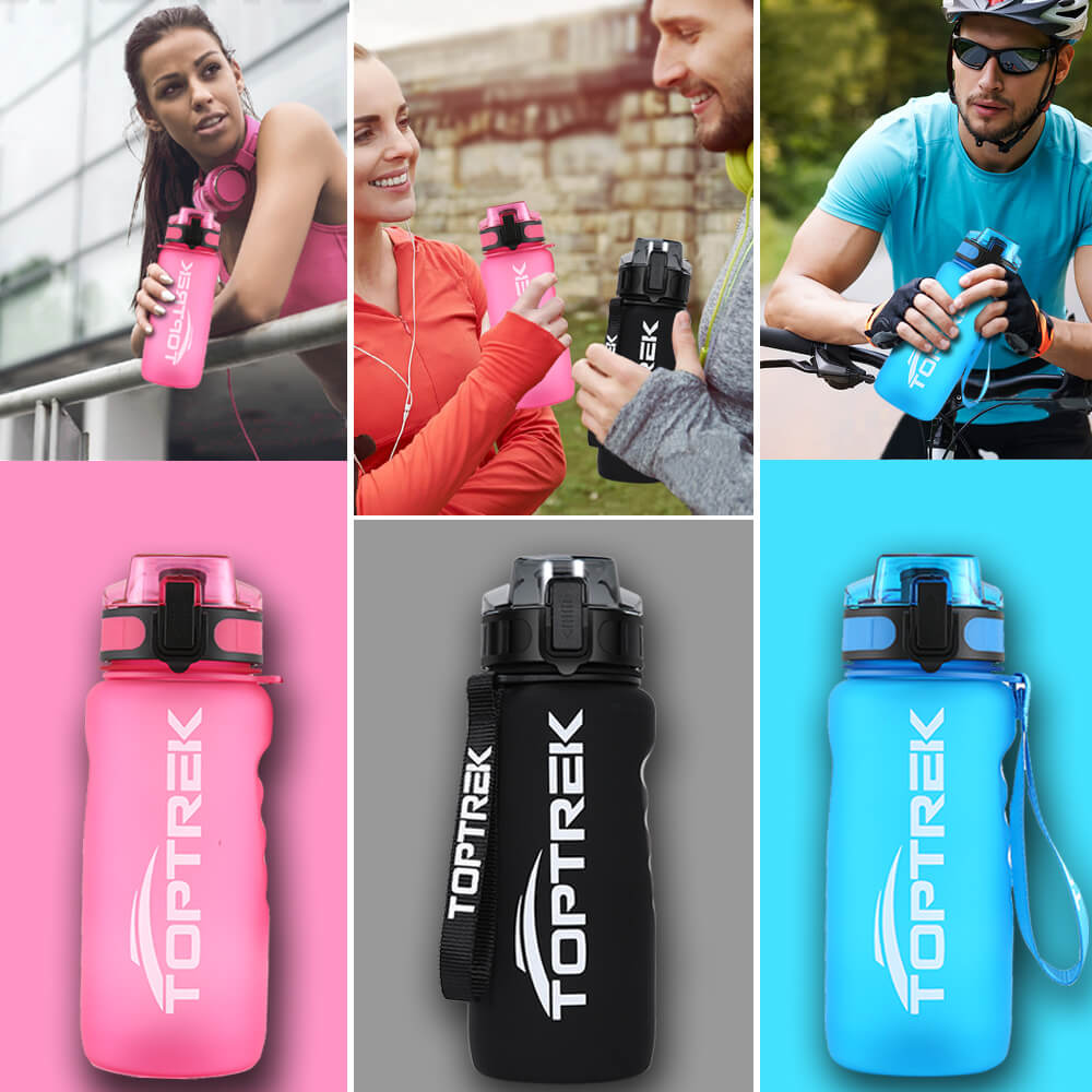 Toptrek urheilu vesipullo 650ml/1000ml bpa ilmaiset juomavälineet ulkokäyttöinen juomavesipullo proteiiniravistin vuotamaton juomapulloni