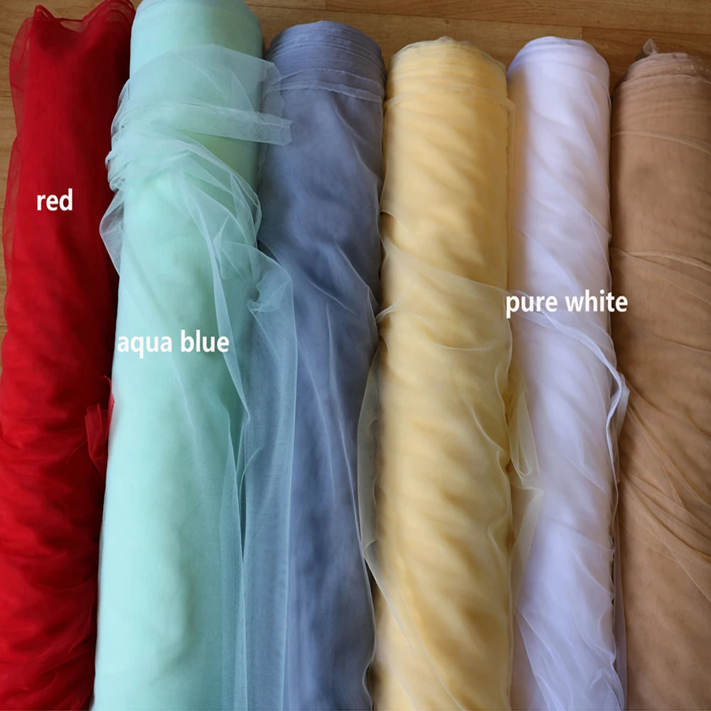 Versatile Soft Tulle Fabrics in Sage Green Blue Yellow for Wedding Decor Curtains Clothing Chair Backs and Encrypted Veils