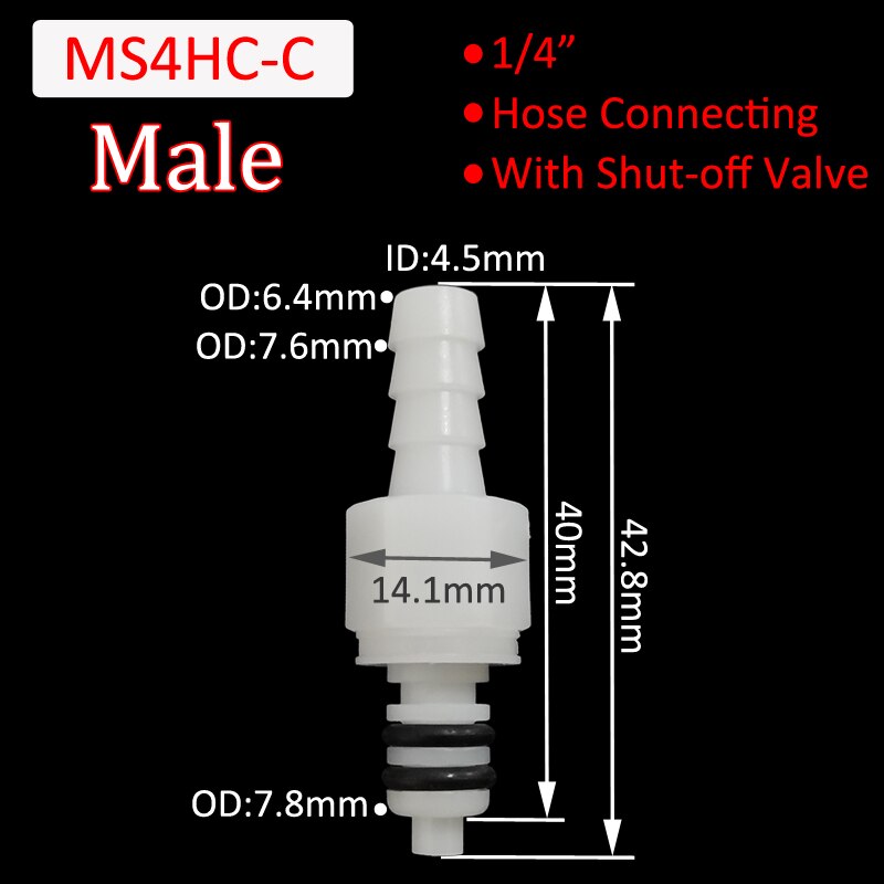 3/16 1/4 Hose Barb Valved quick Coupler disconnect fitting Coupling Male Female Quick Shut-Off Hose Joint Tube Connector: tan