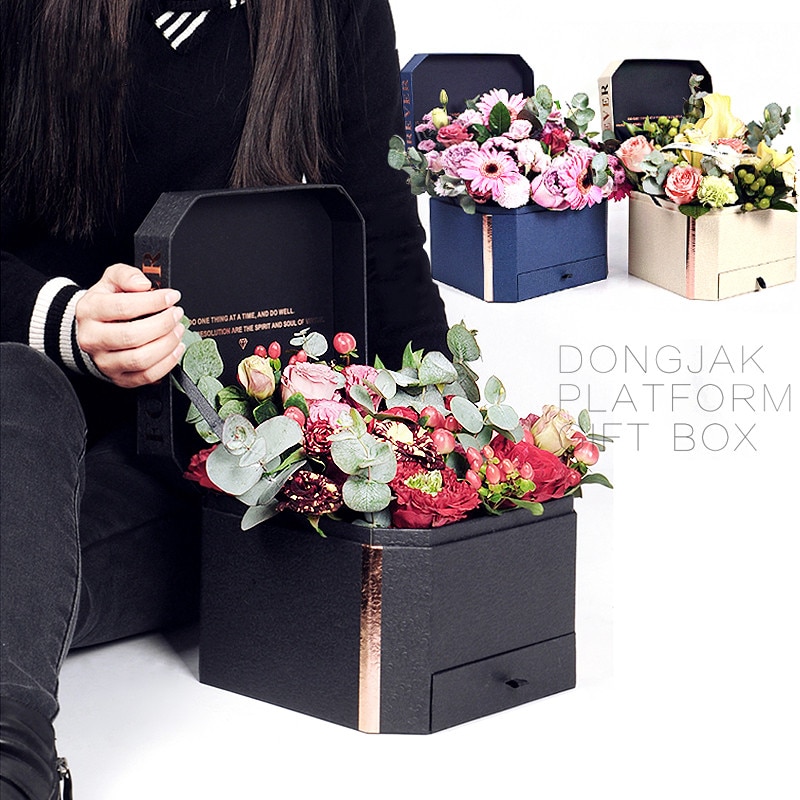 Cajas de papel de flores de doble capa, 1 Uds., caja de cartón para de boda o San Valentín, ideal como
