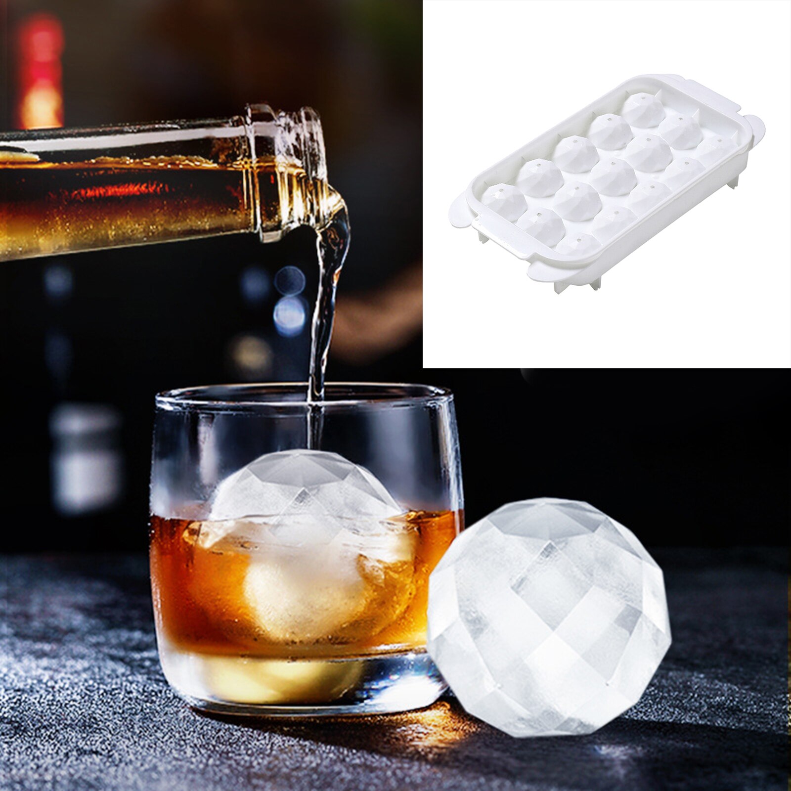 Ice Cube Mallen Sphere Ice Ball Maker Herbruikbare Stapelen Voor Whiskey: 15 grids