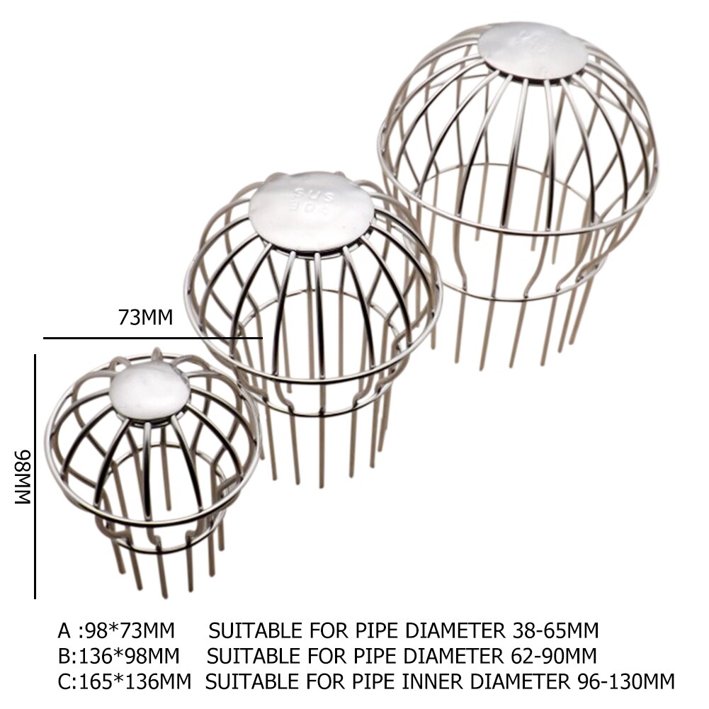 Anti-blocking Floor Drain Stainless Steel Floor Drain Anti-blocking Roof Drain Pipe Catcher Trap Bathroom Sewer Hair Stopper