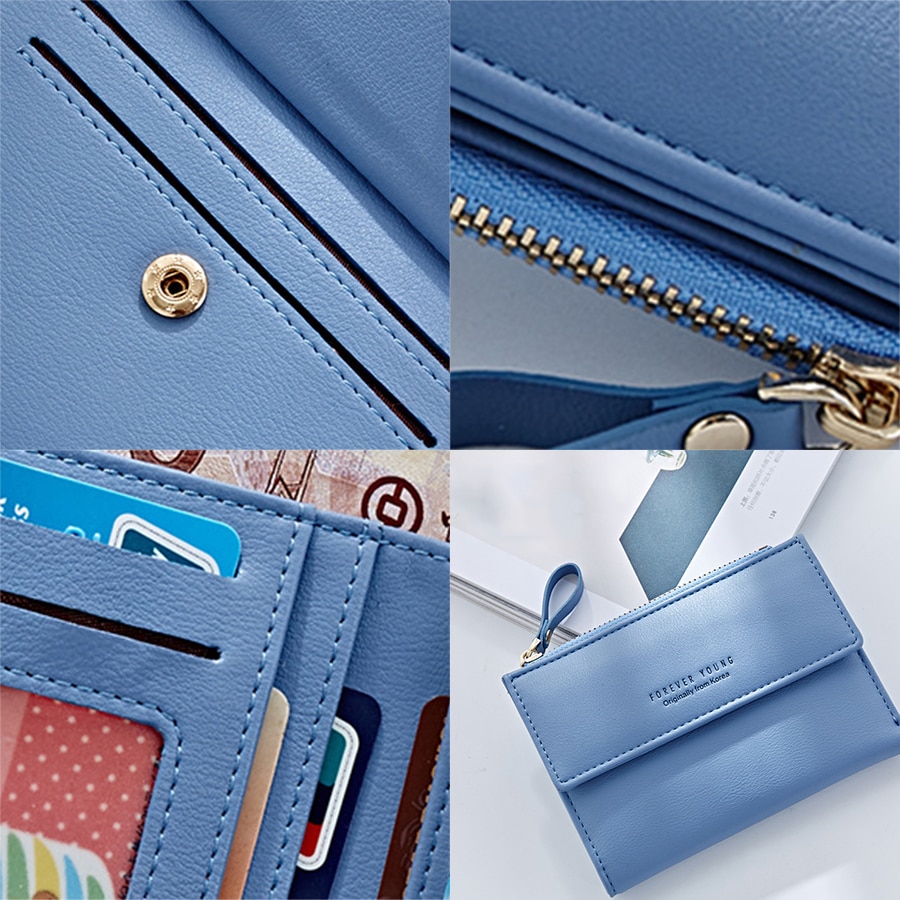 Casual Brief Druck Frauen Brieftasche Falten Geldbörse Pu Leder Frau Clip Brieftaschen Damen Zipper Mini Kurze Brieftasche