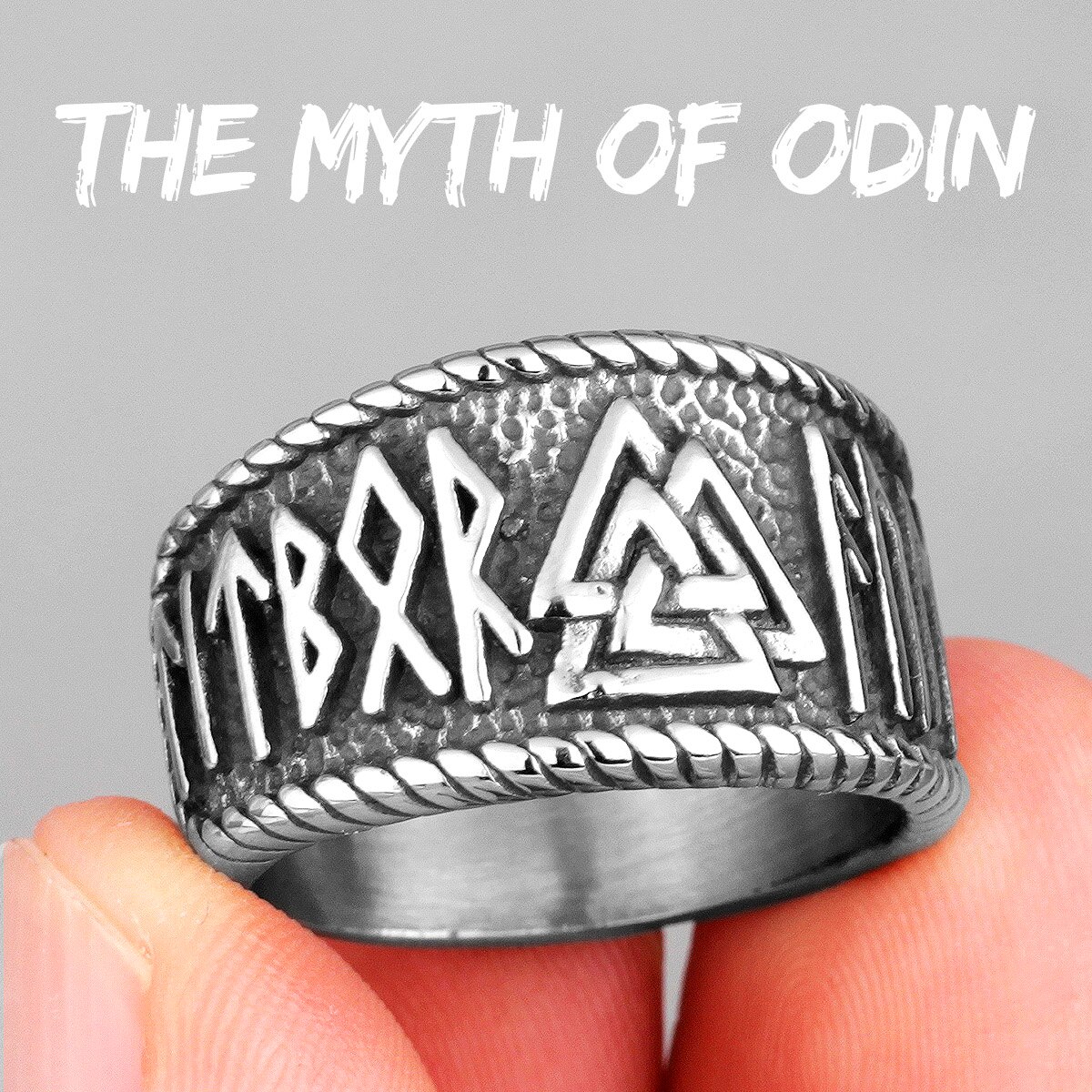 Norse Mythology Viking Odin Triangle Stainless Steel Mens Rings Cool for Male Boyfriend Biker Jewelry Creativity: 11