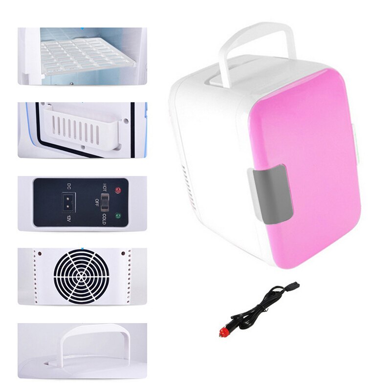Car Portable Refrigerator Freezer 12V in Blue and Pink for Camping Driving 4L Mini Travel Refrigerator Cooler Warmer