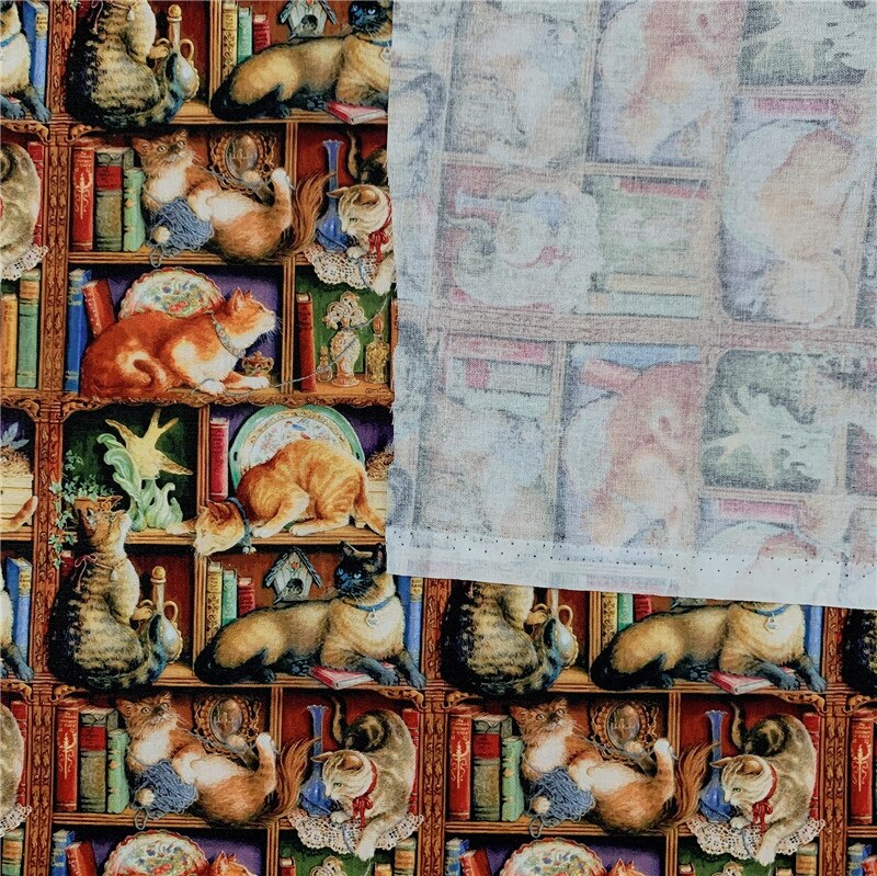 Boeken Kat Gedrukt Plain Katoen Stof Voor Naaien Quilten Accessoires Diy Kinderen Laken Kussensloop Patchwork Materiaal
