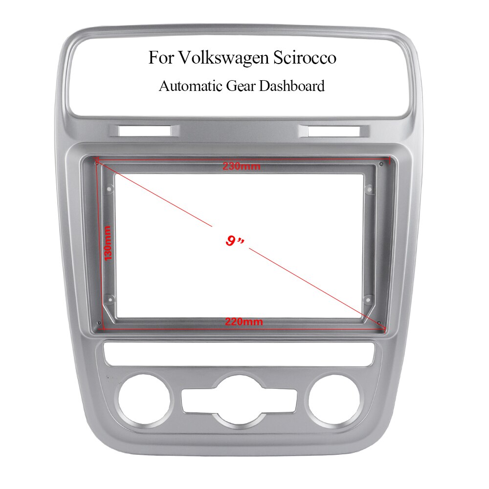 Dobbelt din slivery abs trim fascia ramme til volkswagen scirocco refit bil 9 "android radio navigation dvd montering instrumentbræt