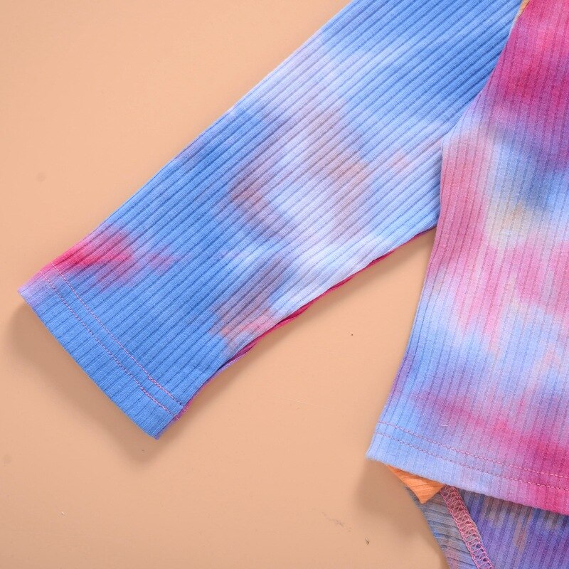 Autumn Sweet Princess Wind Tie-dye Gradient Color Girls Round Neck Long Sleeve Bottoming Shirt