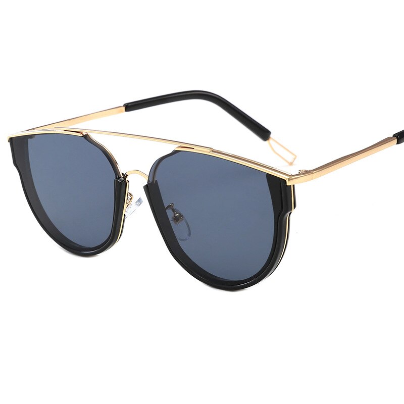 Dames zonnebril modieuze trend dubbele straal zonnebril gezicht trimmen groot frame dames en heren straatbril: Grijs