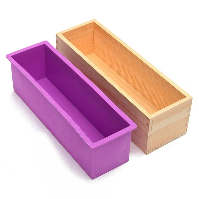 1 Uds. Molde de jabón rectangular con caja de madera cortador de jabón de acero cuboide moldes para hacer jabones artesanales y 1 Uds jabón hecho a mano para cortar