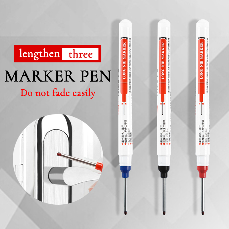 3Pcs/Set 20mm Deep Hole Long Nib Head Markers For Metal Perforating Pen Waterproof Bathroom Woodworking Decoration Multi-Purpose