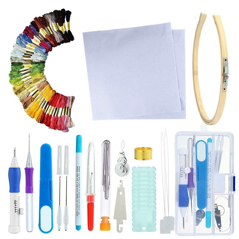 50/100 Colors Cross Stitch Tool Kit, Handmade DIY Embroidery Thread for Beginners, Embroidery Frame, Knitting Material Package