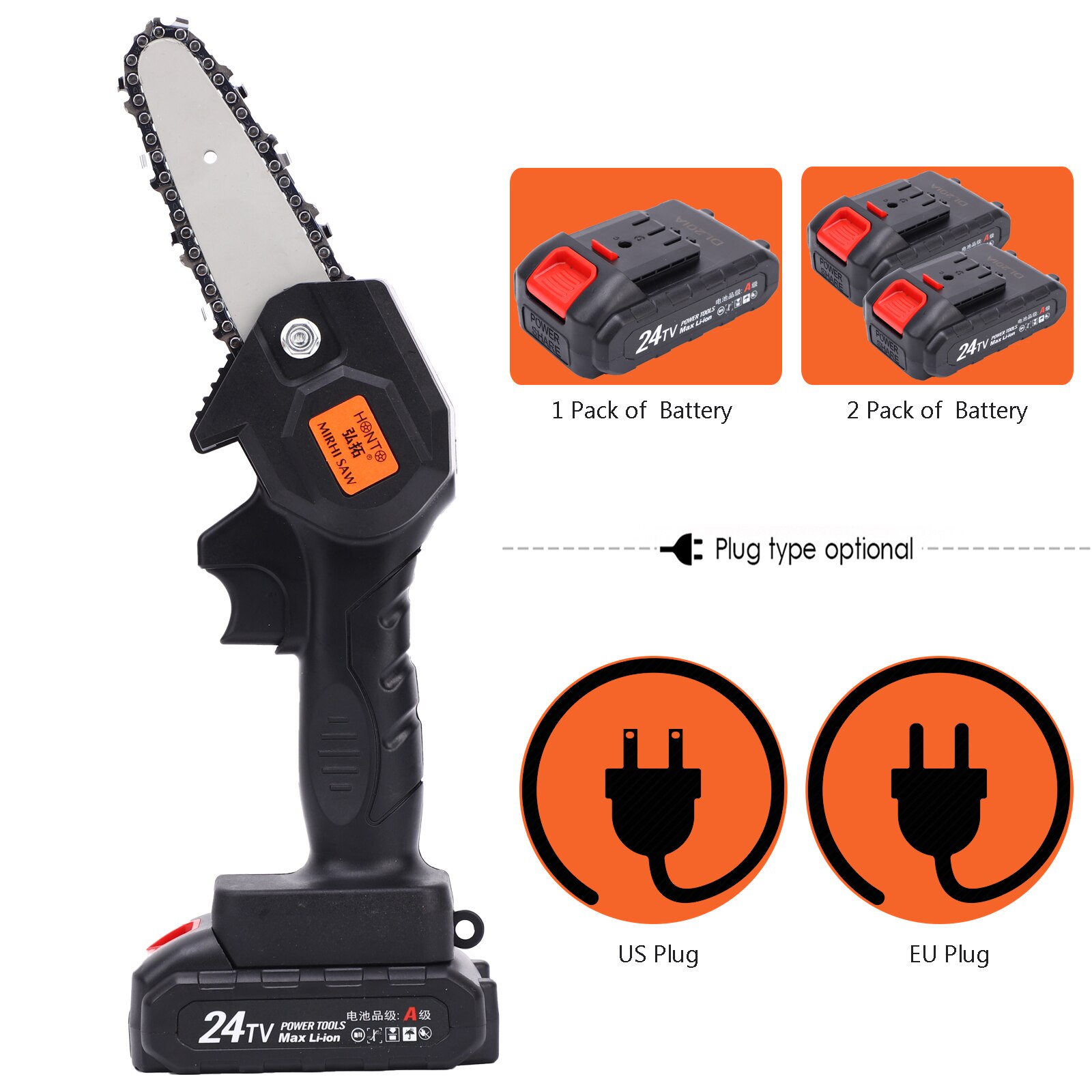 21V Mini Chainsaw Cordless Pruning Saw Electric Saw Lightweight Pruning Shears Chainsaw for Garden Tree Branch Logging Cutting