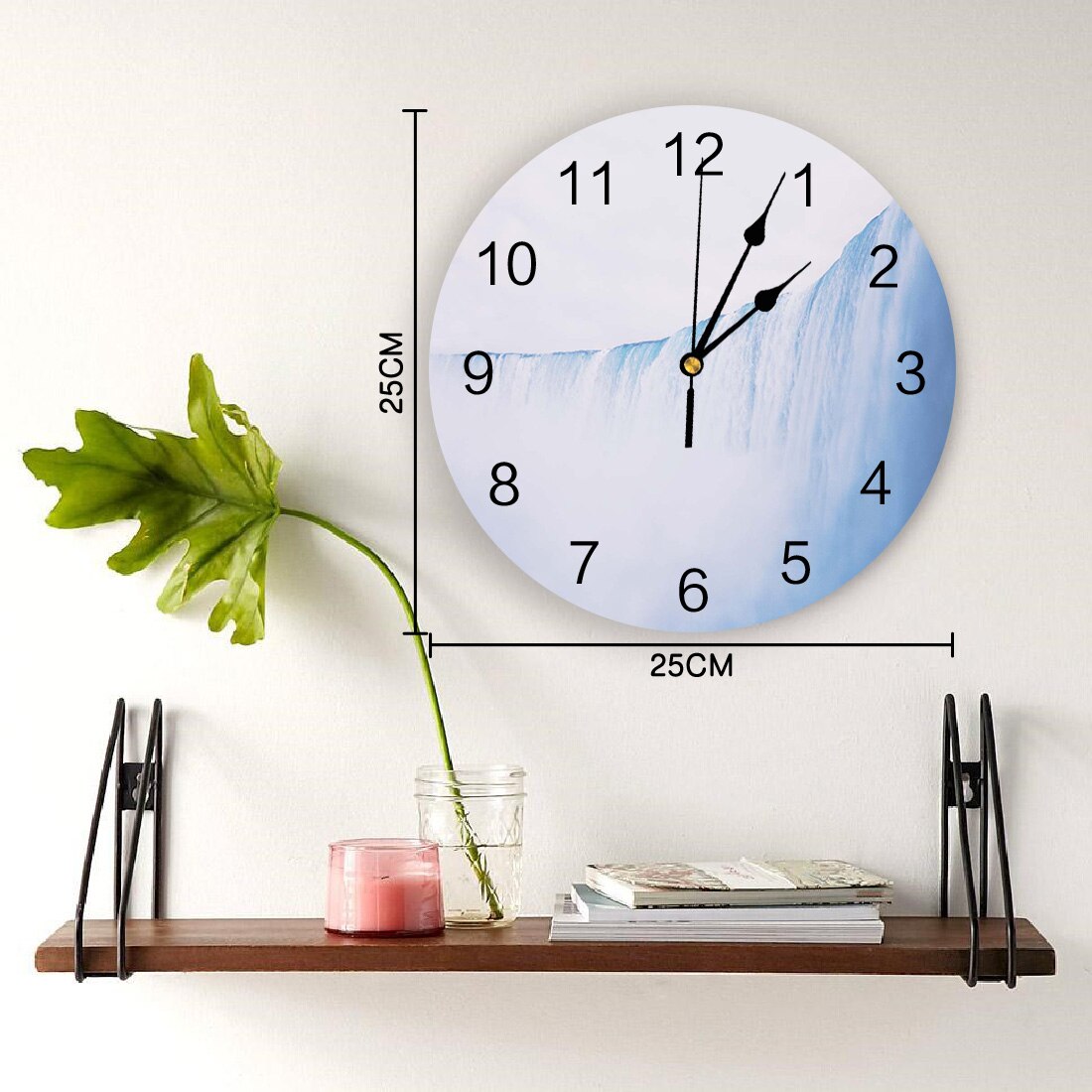 White Niagara Falls Cliffs PVC Wall Clock Home Decor Bedroom Silent Clock Kitchen Living Room Wall Digital Clock