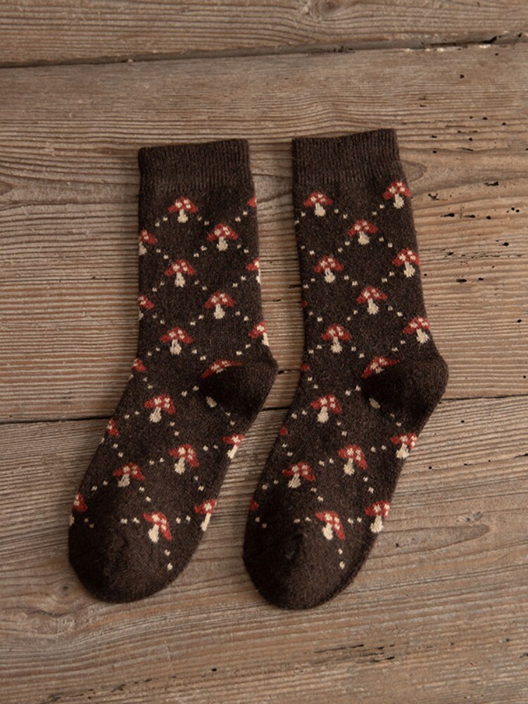 Calcetines gruesos de lana para mujer, medias de tubo informales, de algodón, cómodos y cálidos, para Otoño e Invierno: B