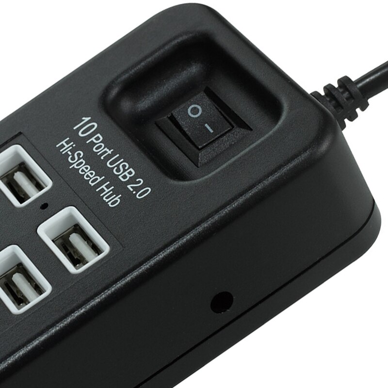 10 ports USB 2.0 répartiteur de moyeu Expansion haute vitesse adaptateur d'extension interrupteur marche/arrêt pour ordinateur portable