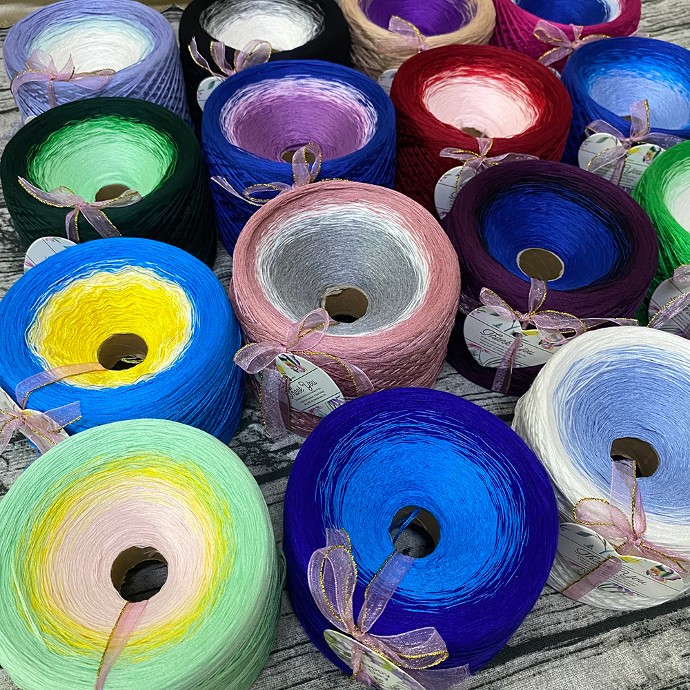 Organic Cotton Cake Line Gradient Color Baby Wool, DIY Handmade Knitting Line, Crochet Line, Shawl Long Skirt Sweater, 300g/Ball