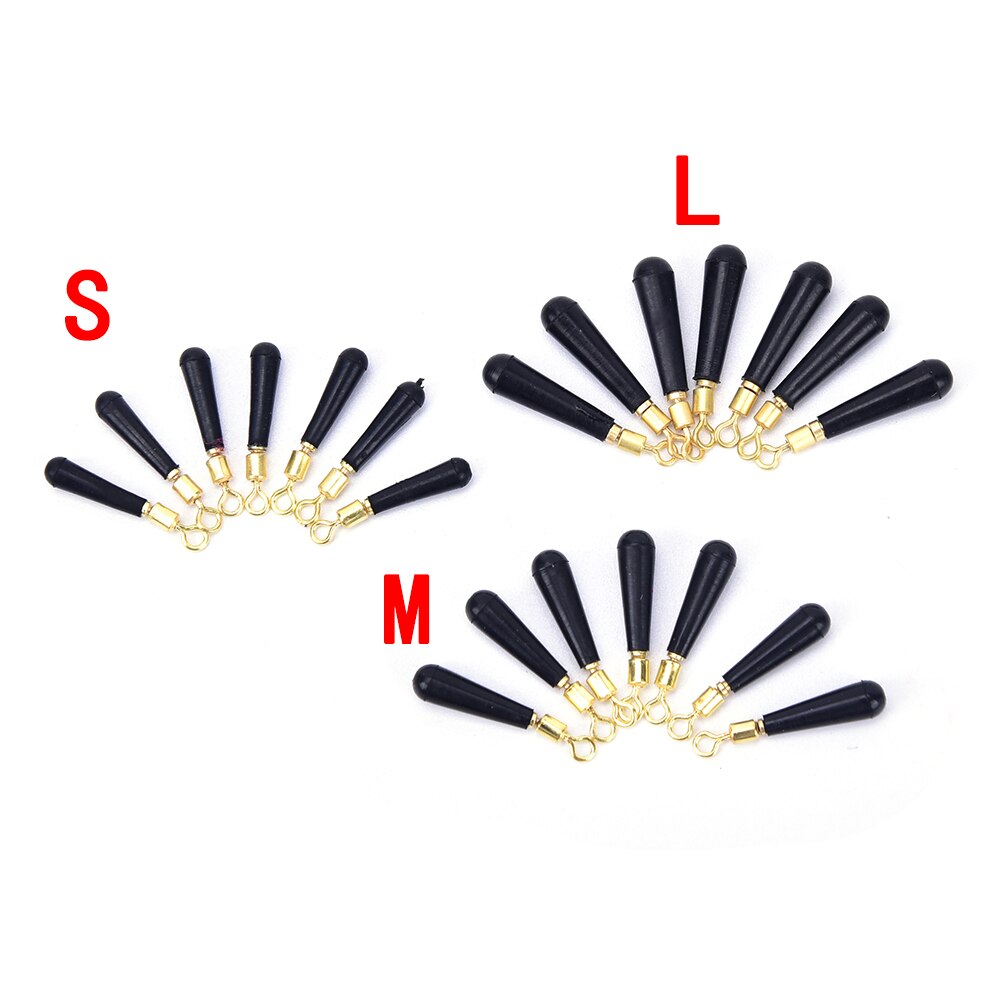 20 stuks/partij vistuig blok rotatie drift visdobbers accessoire dobber koper + rubber gereedschap: M