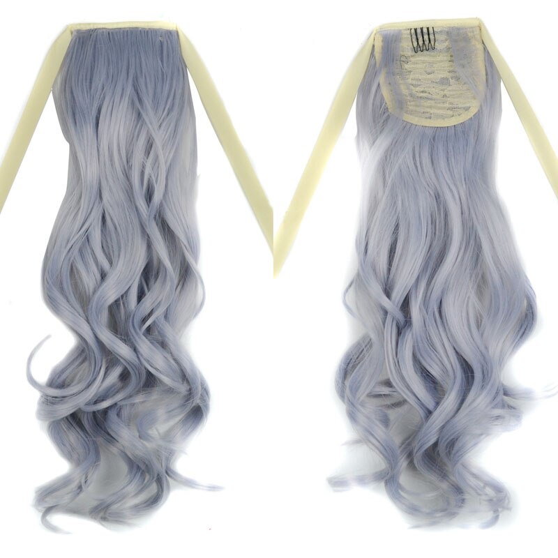 Jeedou cabello ondulado sintético cinta para coleta coletas con cordón negro gris Color degradado extensiones de cabello: #1B / gris plata