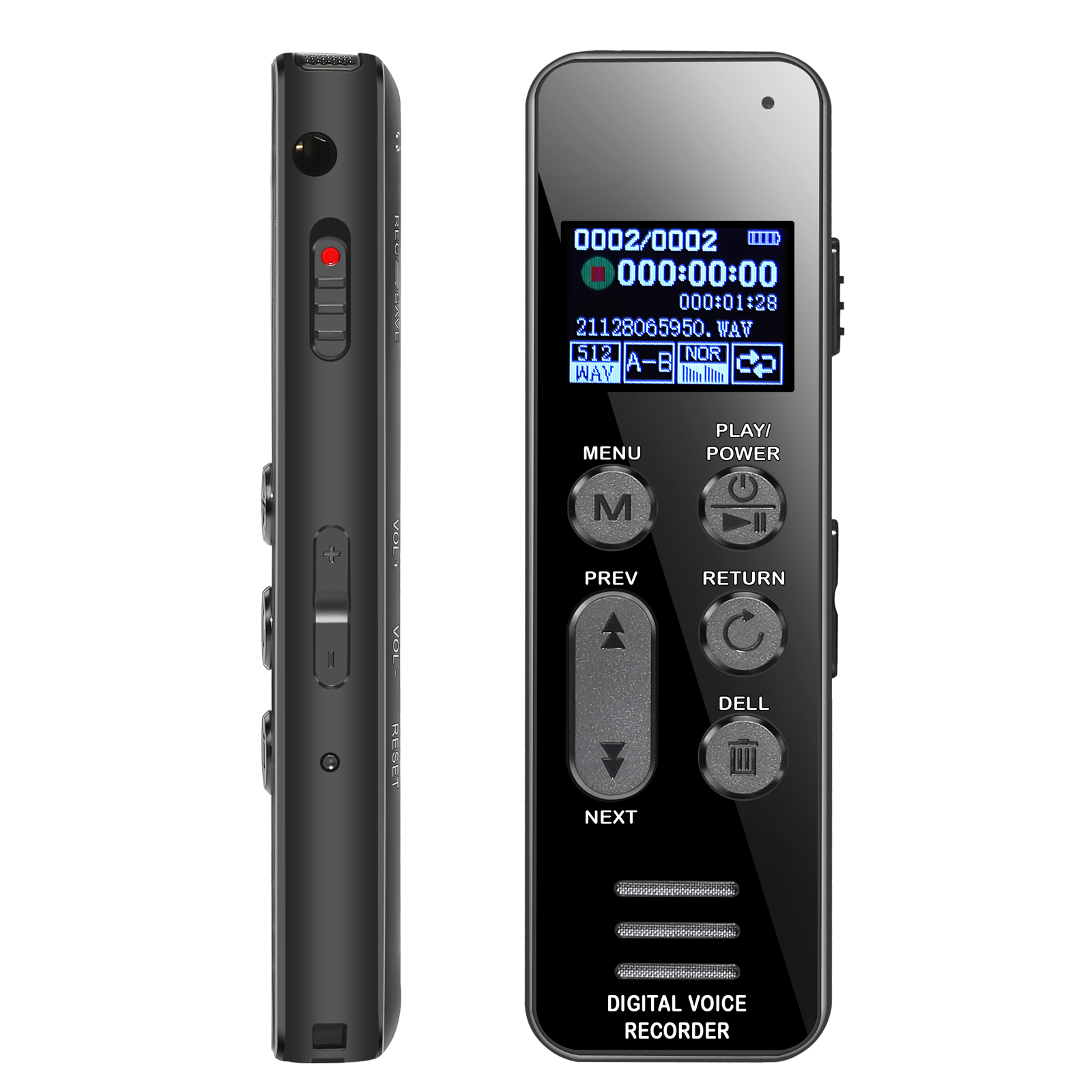 Vandlion V63 64G digitale recorder dictafoon met 1050mAH grote capaciteit batterijopnameapparaat met variabele snelheid afspelen