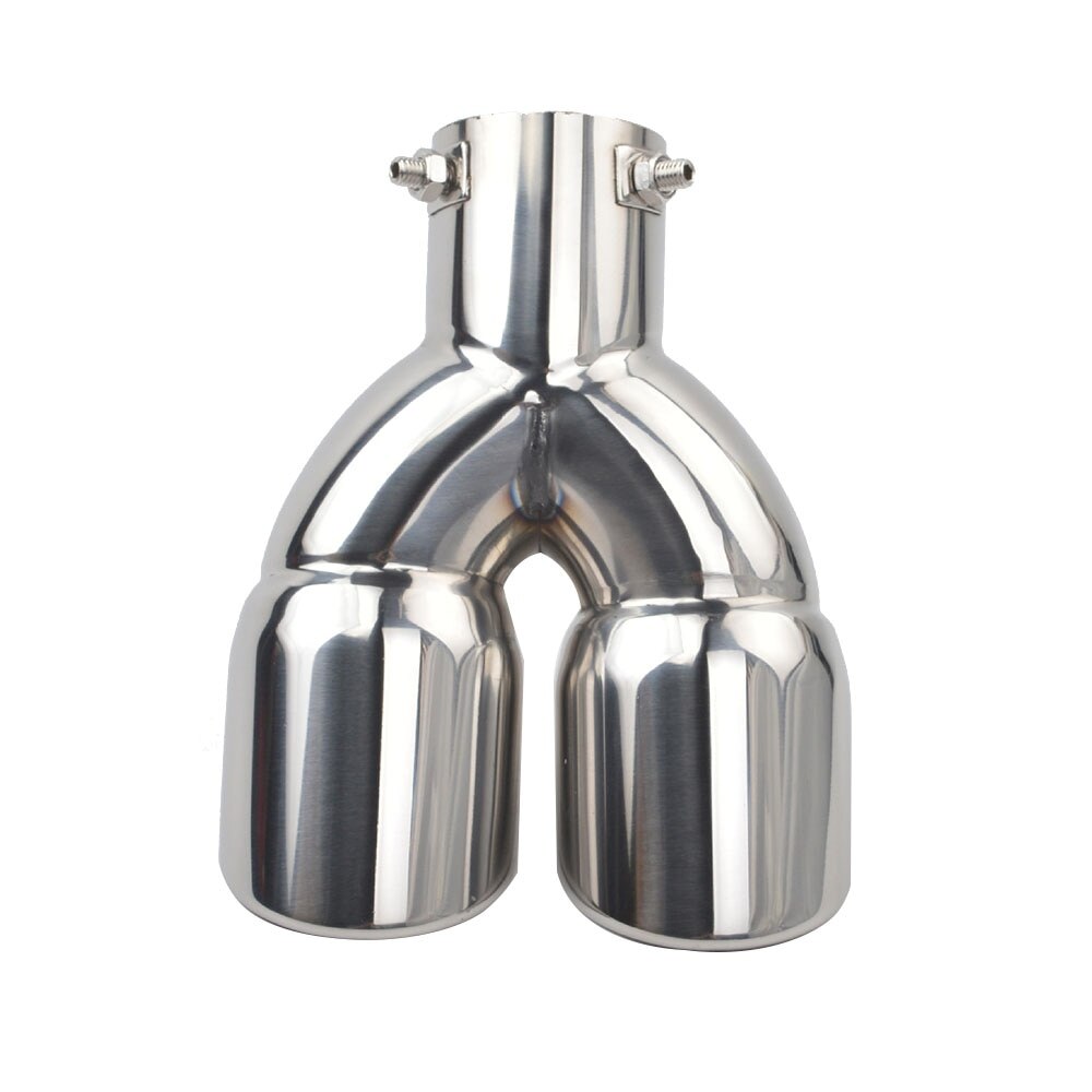 Car Exhaust Pipe Universal Double Outlet Car Muffler Tip Stainless Steel Chrome End Trim Modified Tail Throat Liner Pipe 63mm