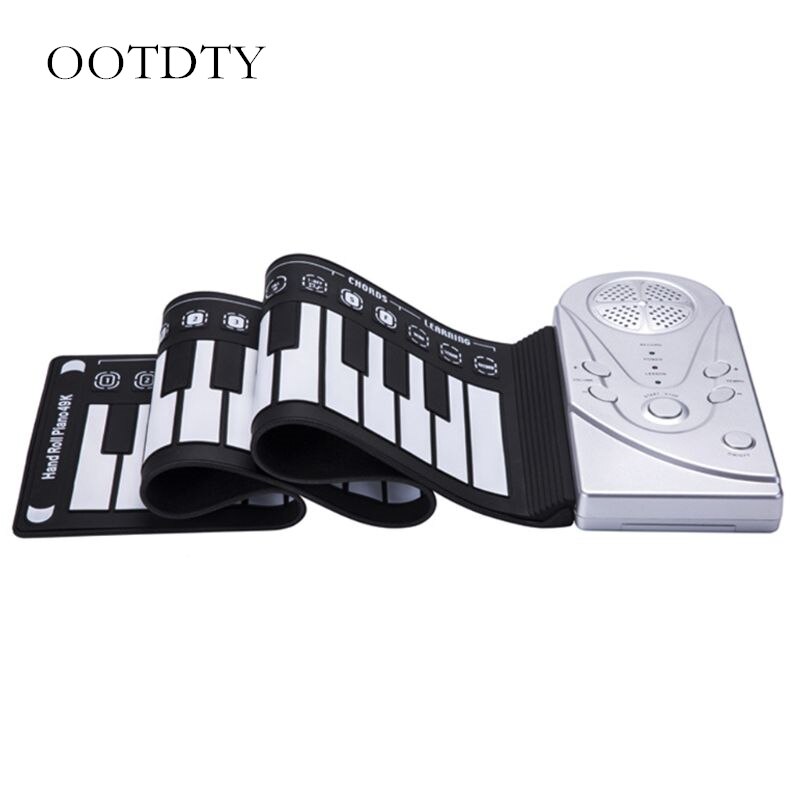 rollen-hoch Klaviatur Klavier Tragbare 49 Tasten Elektronische Hand rollen Tastatur Pädagogisches Instrument für freundlicher freundlicher: Silber