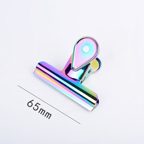 Rainbow Bulldog Clips Colorful Office Finishing Clip Stainless Steel Metal Receipt Folder Paper Document Binder Clips Raindrop: 65mm
