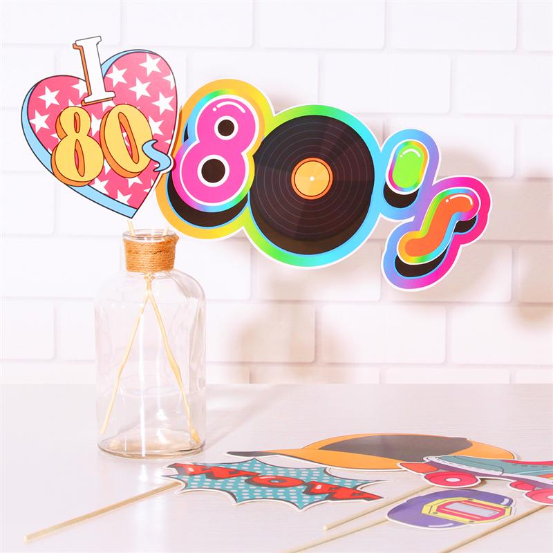 Tinksky 21Pcs 80s Party Photo Booth Props Party Favors Supplies Accessories