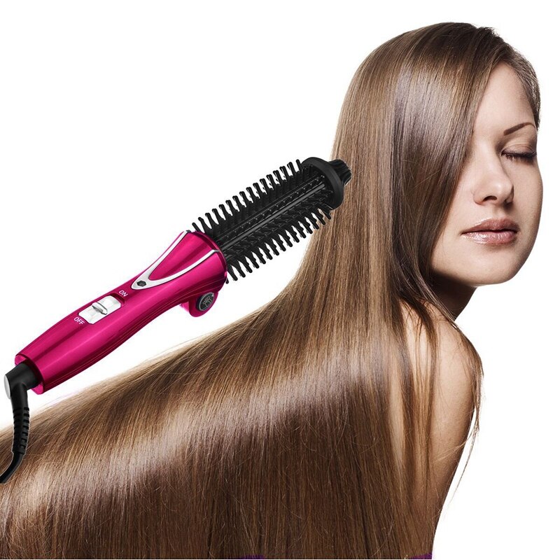 Cooliss brosse baril fer à friser ionique électrique rond brosse chauffante pliable bigoudi lisseur cheveux friser baguette (prise ue): Default Title