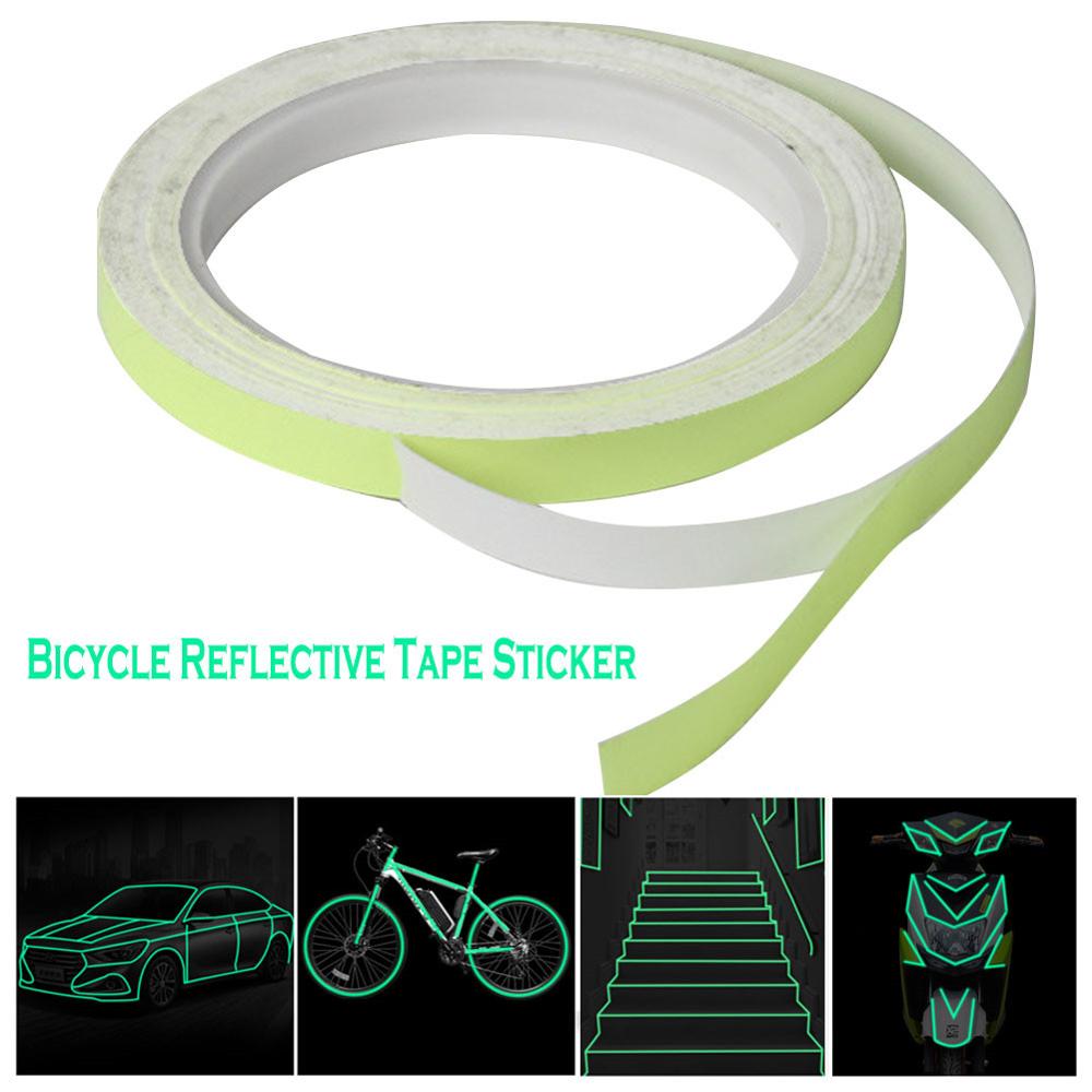 Bicycle Luminous Reflective Tape Sticker Outdoor Road Safety Tapes 1cm*8m DIY Riding Warning Glow Dark Night Reflective Sticker