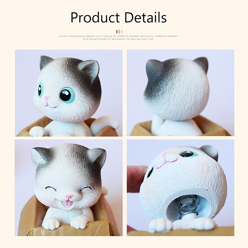 Car Dashboard Decor Toys Shaking Head Cute Kitten Wobble Bobblehead Dog Nodding Cat Car Ornaments Home Decor Accessory