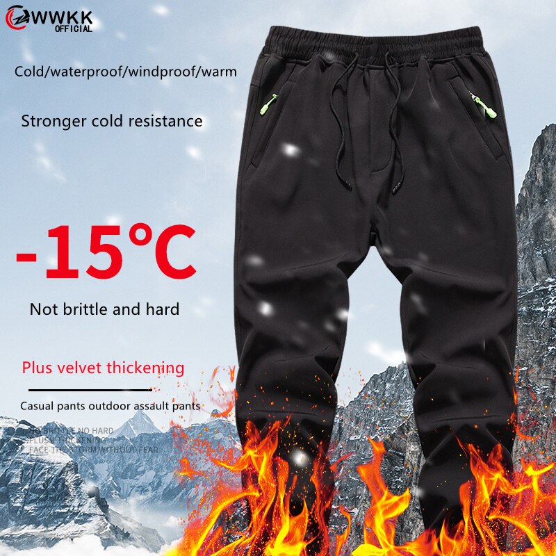 WWKK Hiver Hommes Femmes chauffée Fourrure D'agneau Pantalon Fish Camp Trekking Randonnée Grimper Ski Imperméable Surdimensionné Pantalons De Plein Air