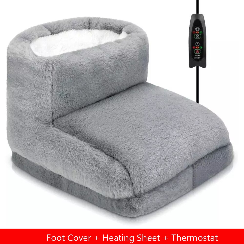 Built-in USB Electric Foot Warmer Heater Timer Function Safe Start Foot Warmer Foot Heating Pad: Gray