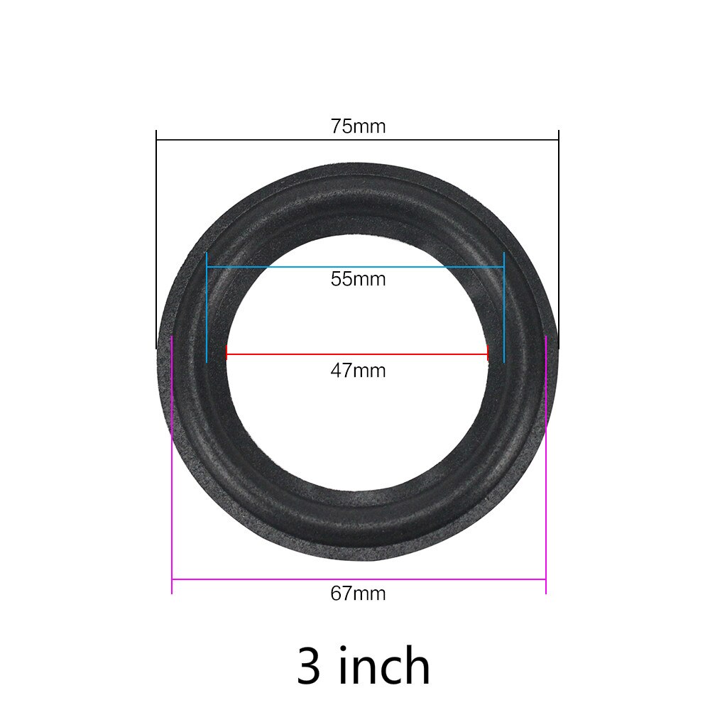 Ghxamp Speaker Schuim Reparatie 2.5 3.5 4 6.5 Inch Schorsing Surround Folding Ring Volledige Range Woofer Speaker Vervanging 2 Stuks: 3inch