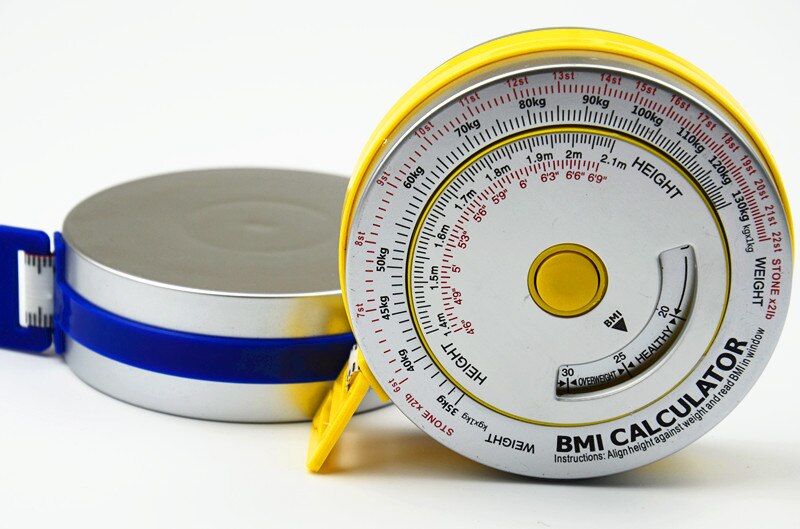 0-150cm aluminium bmi målebånd bmi body tape bmi lommeregner body mass tape: Gul