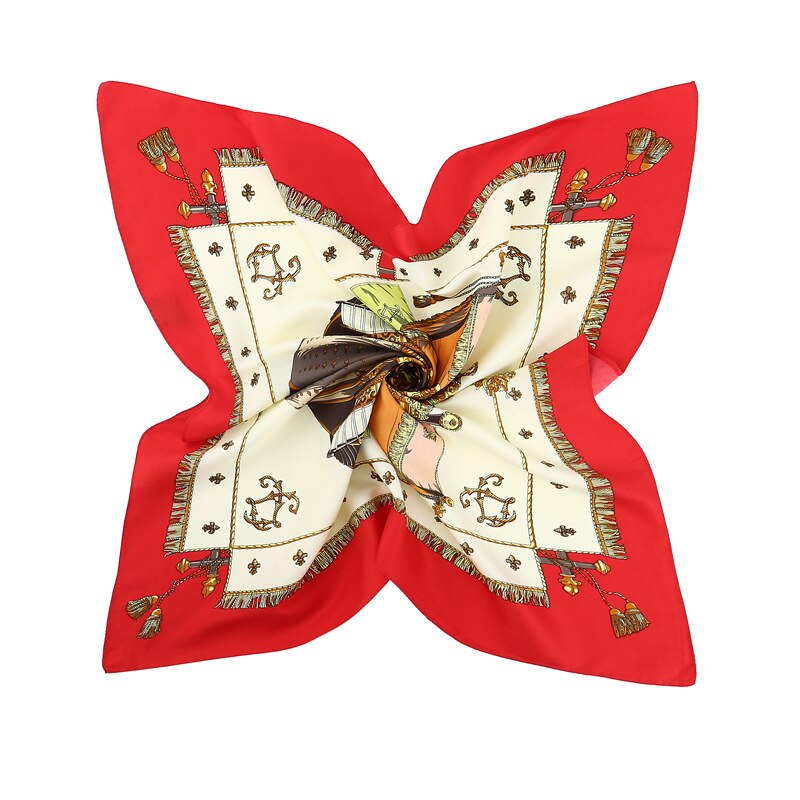 60x60 Shield warship Multipurpose women Silk twill scarf Satin square tie Hairband ladies foulard femme towel bufanda shawl