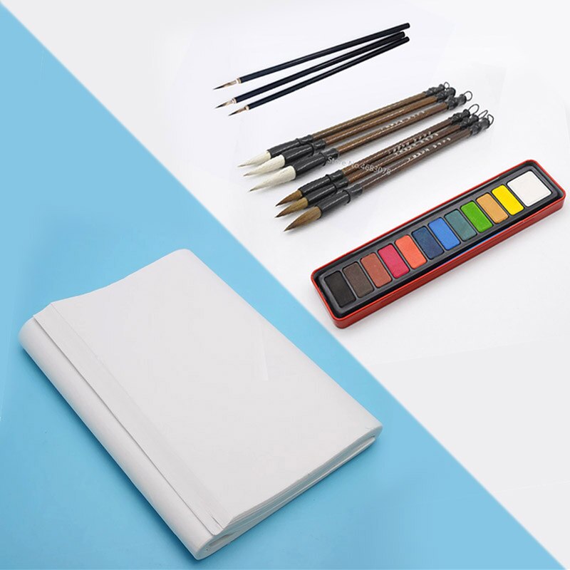 Calligraphy Chinese Traditional Calligraphy Set Xuan paper Landscape Painting Weasel Hair Pen Writing Brush Set for Students