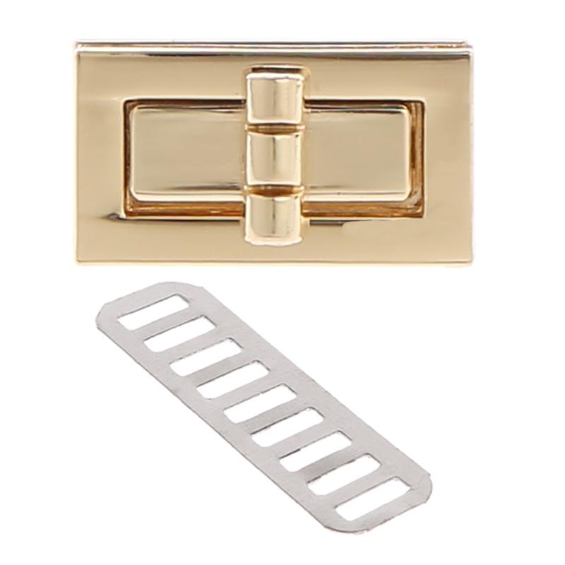 Rectangle Shape Clasp Turn Lock Twist Locks DIY Leather Handbag Bag Hardware: Gold
