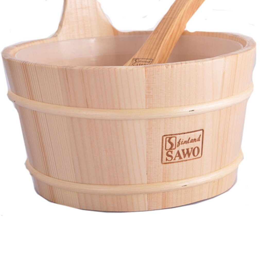 Bathroom Natural Sauna Bucket Wooden Spoon With Lined Portable Wooden Skin Weight Loss Sauna Tool Supplies