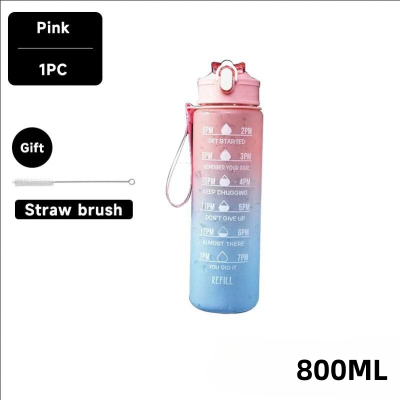 1 Liter Water Bottle Motivational Sport Water Bottle Leakproof Drinking Bottles Outdoor Travel Gym Fitness Jugs For Kitchen: Pink