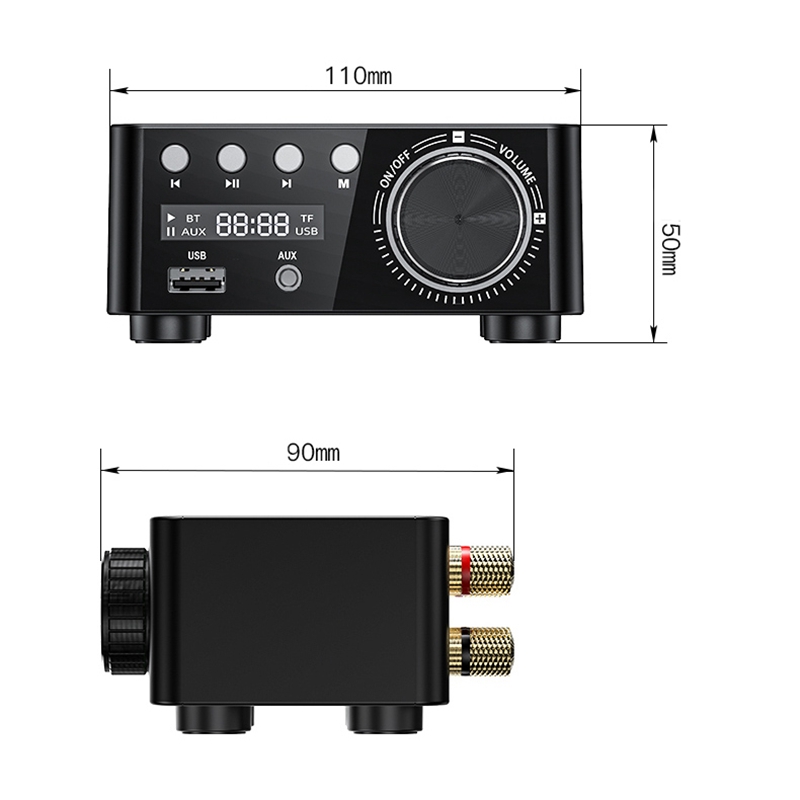 50W X 2 Mini Klasse D Stereo Bluetooth 5.0 Versterker TPA3116 Tf 3.5 Mm Usb Input Hifi O Huis amp Voor Mobiele/Computer/Laptop