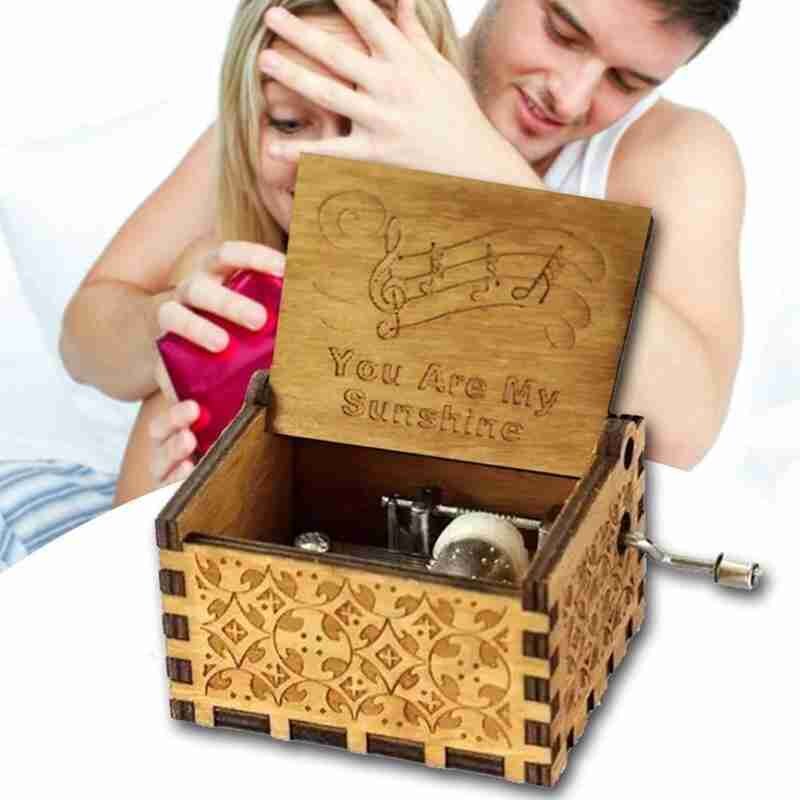 Hand-operated Wooden Music Box, Classical Carving Crafts, Home Decorations L2P3