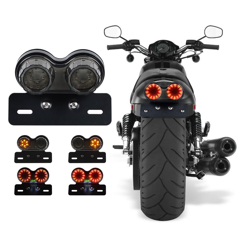 12V Universele Motorcycle Led-achterlicht Twin Dual Richtingaanwijzer Brake Kentekenplaathouder Licht Motorfiets Accessoires