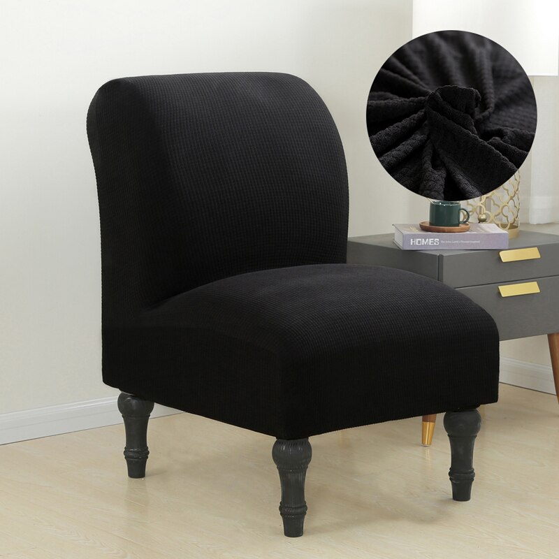 Universele maat stoel Bankbankhoes Elastische fauteuil Hoesbeschermer All-inclusive armloze stoel Hoes voor enkele zitbank: Black