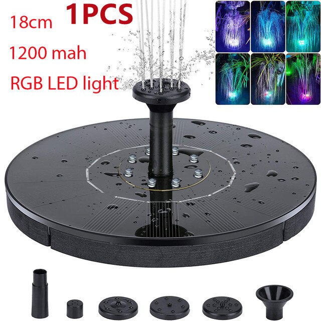 18CM Floating Solar Water Fountain Pool Waterfall LED light Fountain Garden Patio Decoration fountain Outdoor Bird Bath piscina: MULTI