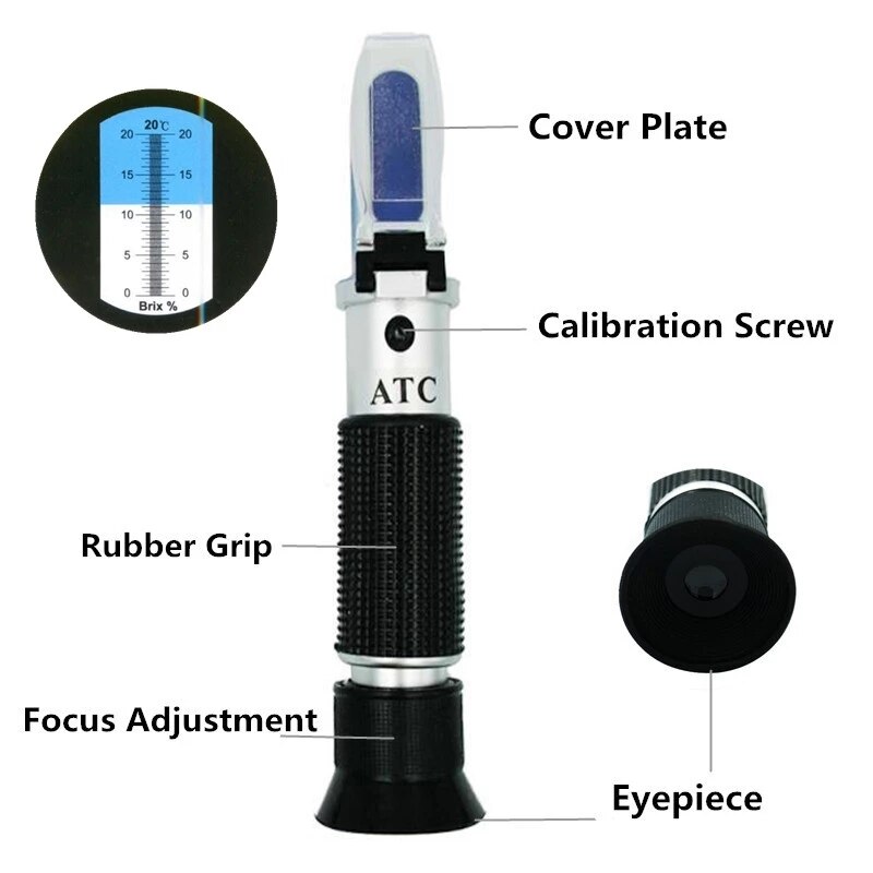 Brix Milk Concentration Refractometer Tester 0-20% Scale with Automatic Temperature Compensation