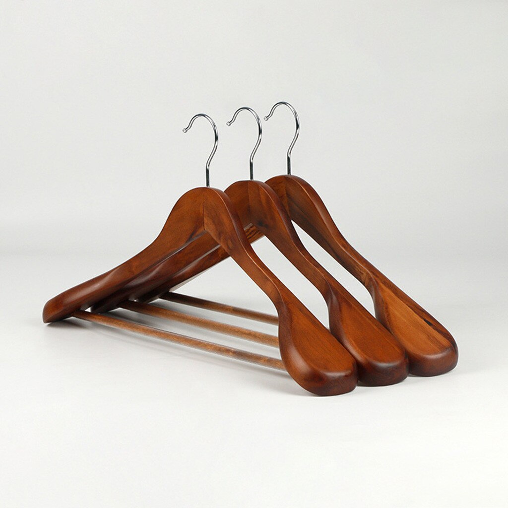 Cintre à épaule large de , 1 pièce, unisexe, Vintage, en bois, vêtements de ménage, antidérapant, pour costume, # T2P: G