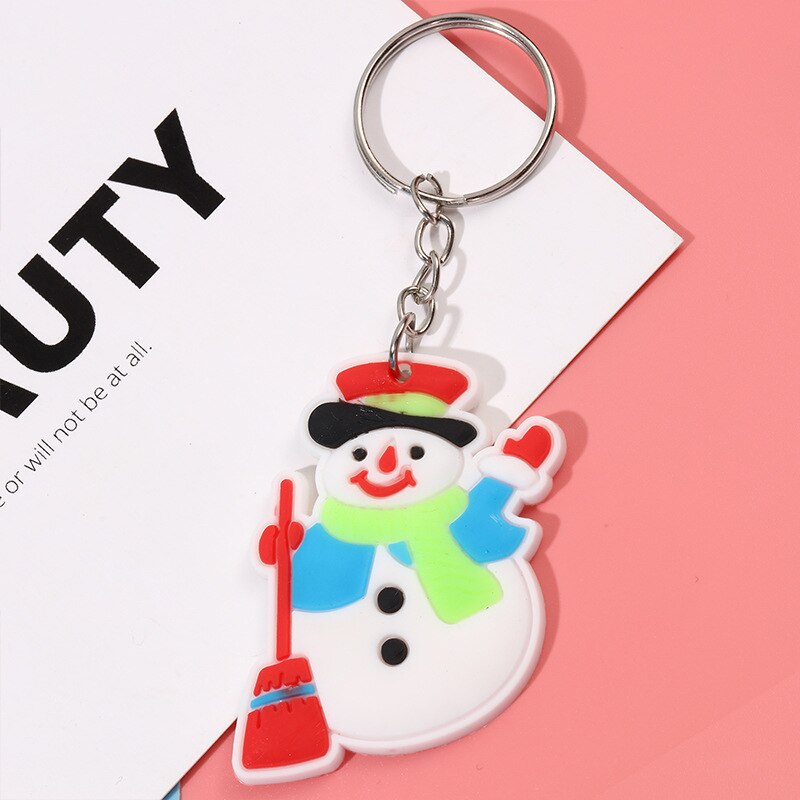 Kerstversiering Pvc Zacht Rubber Herten Oude Man Sleutelhanger Kerstboom Kleine Hanger Kerst Slee Leuke Charm: snowman